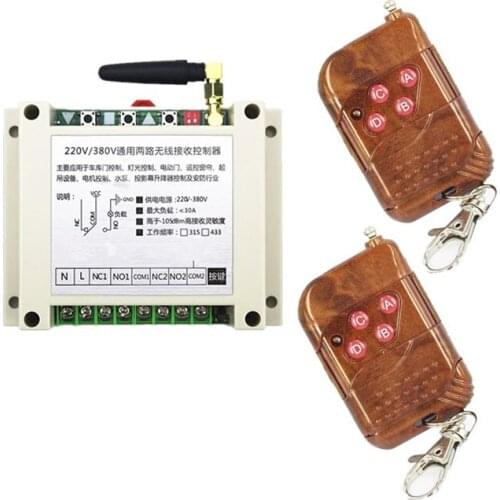 AC220V 250V 380V 30A 2CH RF Wireless Remote Control Switch System transmitter & receiver relay Receiver Smart Home Switch