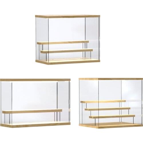 Acrylic Display Rack with Lights Action Figure Perfume Cupcake Cosmetics Transparent Cover Display Holder Collections Organizer