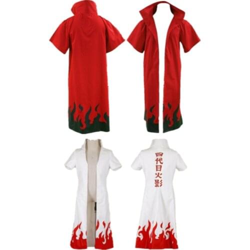 Anime Cosplay Shippuden Cloak 4th Hokage and 6th Hokage Cloak Robe White cape Dust Coat Unisex Fourth Hokage Uniform