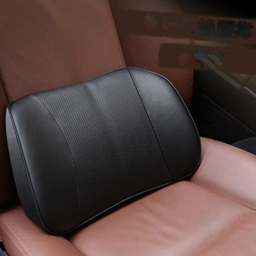 Memory Foam Car Waist Pillow Lumbar Support Cushion for Back Support Memory Foam Fiber Leather Car Accessories Interior Black