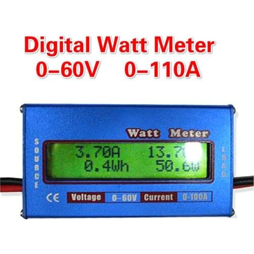 Digital Watt Meter High-accuracy Power Analyzer DC 60V 100A RC Wattmeter Balance Voltage Battery Checker W/ Backlight LCD Screen