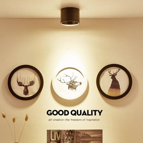 Black White Cylinder LED Spotlights Ceiling Lamp 3W 5W 7W 9W 12W Surface Mounted Adjustable Angle Ceiling Light AC90-260V