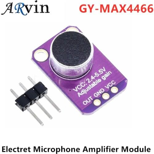 GY-MAX4466 MAX4466 Electret Microphone Amplifier Module Adjustable Gain OUT GND VCC Amplifier Board 2.4-5V DC For Arduino