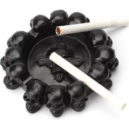 Skull Ashtray Crafts Decoration Cigarette Ash Skeleton Head Sculpture Resin Statue Home Office Bar Ornament Smoking Accessories