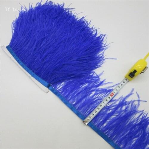 10 yards 4/6inch Royal blue Ostrich Feather Ribbon Fringe Trim For Wedding Skirt Dress Decoration DIY Clothes Accessories