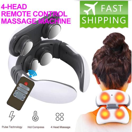 4D Intelligent Neck Shoulder Magnetic Massager Electric Pulse Heated Fatigue Pain Relief Relax Cervical Infrared Massage Device