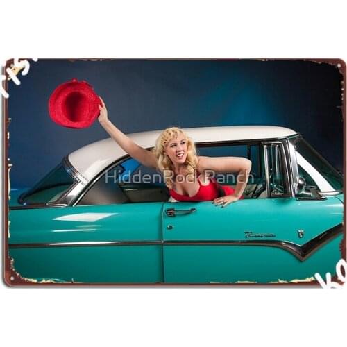Cars N Pinups Ii Metal Plaque Poster Club Custom Wall Decor Club Bar Tin Sign Poster