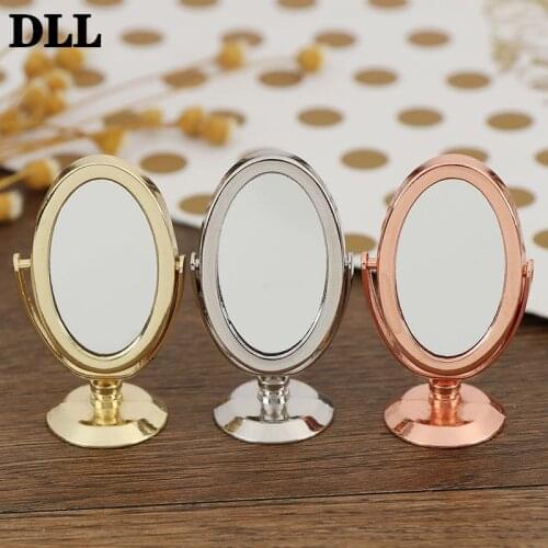 Doll House Miniature Vintage Glod Sliver Rose Gold Vanity Mini Mirror 1/12 Scale Dolls Bathroom Furniture Toy Accessories