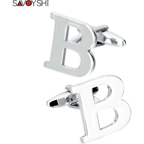 SAVOYSHI Fashion Silver-color 26 Letters Cufflinks for Mens Shirt Accessories High Quality Cufflinks Retail&Wholesale Jewerly