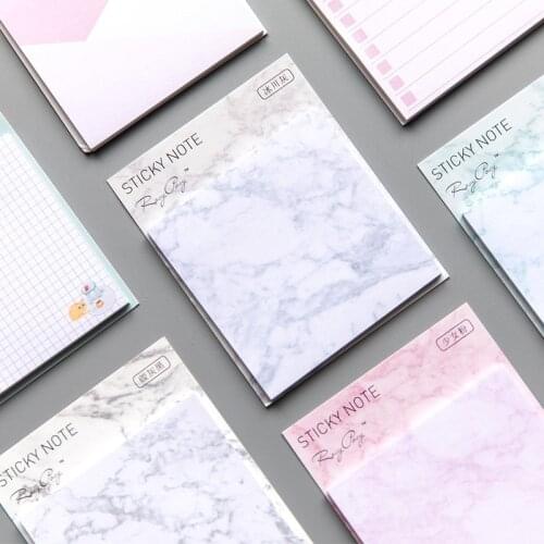 Marbling Horizontal Grid Pattern Memo Pad Sticky Notes Escolar Papelaria School Supply Bookmark Label