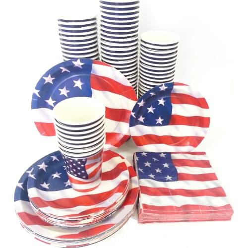 4th of July Independence Day Decorations Disposable Tableware Sets 2020 American Independence Day Party Supplies