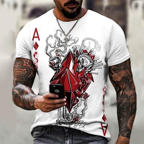 New 2021 three-dimensional graphic T-shirt mens casual tops fun 3D mens Playing cards T-shirt summer O-neck shirt plus size st