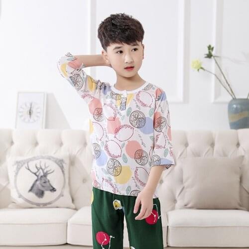 New Cartoon Sleepwear For Girl Kids Half Sleeve Pijamas Infantil 100% Cotton Summer Boys Pajamas Girls Sets Nightwear 3T 5T 7T