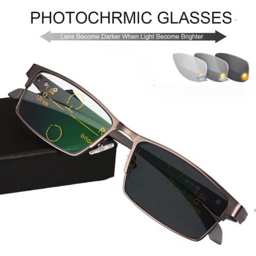 New Photochromic Progressive Reading Glasses Men Chameleon Lightweight Multifocal Presbyopic Eyeglasses Diopter +1.0 To +4.0