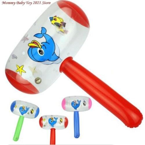 New Hot Cute Cartoon Inflatable Hammer Air Hammer With Bell Kids Children Blow Up Noise Maker Toys Color Random