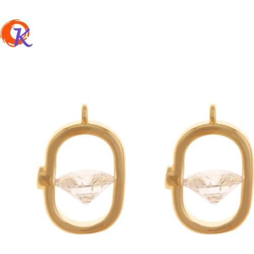 Cordial Design 30Pcs 9*13MM Jewelry Accessories/DIY Making/Genuine Gold Plating/Oval Shape/Earring Findings/Hand Made/CZ Charms