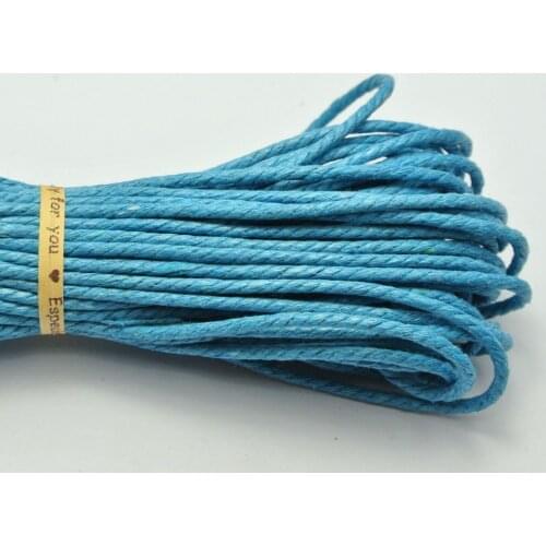 60 Meters Blue Twisted Waxed Cotton Cord String Thread Line 2mm
