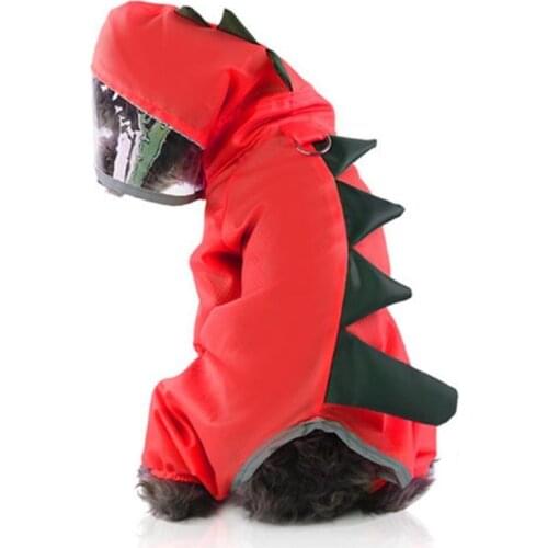 Pet Dog Waterproof Raincoat Dinosaur Design Jumpsuit Rain Coat Dog Outdoor Sunscreen Clothes Jacket For Small Dog Pet Supplies