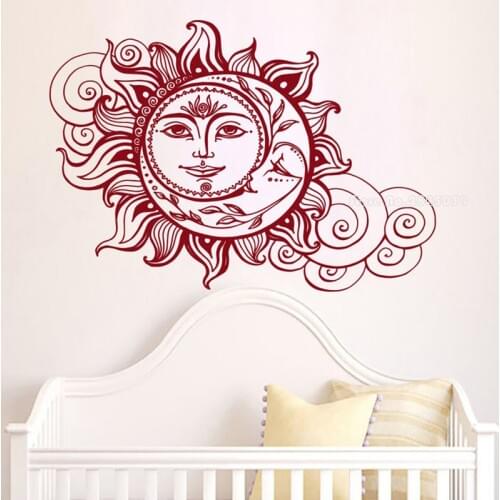 Sun and Moon Wall Decals Ethnic Symbol Vinyl Decal Bohemian Art Bohemian Wall Mural Boho Decor Nursery Bedroom fine Decor LL480