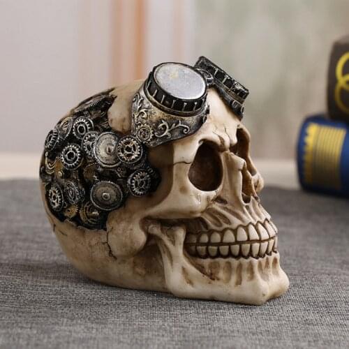 Skull Statue Resin Home Decor Accessories Halloween Horror Mechanic Head Props Fireplace Loft Crafts Gift Skull Statue