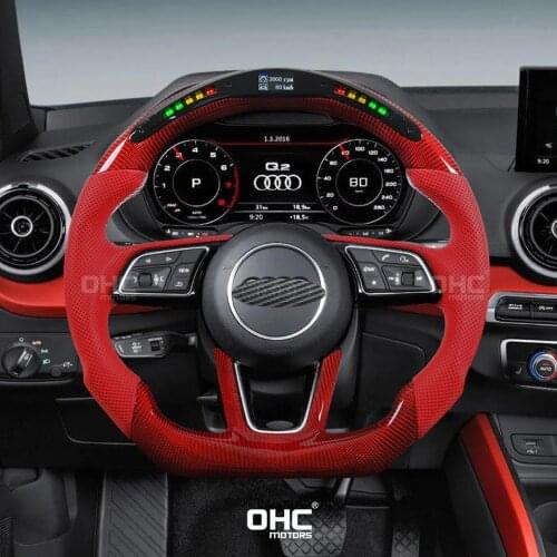 Performance 100% Real Carbon Fiber LED Steering Wheel compatible for A1 A2 A3 A4 A5 Q3 Q5 Q RS RS4 RS5 RS6 RS7 S4 S5 S6 S7 S8