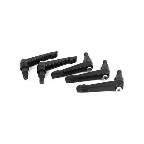 M6x10mm Male Thread Lathe Machine Metal Adjustable Handle Lever Grip Black 5pcs