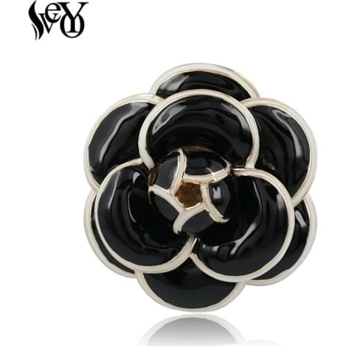 VEYO Refined Elegant Glazed Designers Camellia Flower Broochs for Women Fashion Jewelry High Quality Zinc Alloy