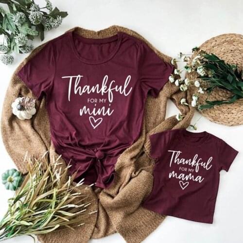 PatPat 2020 New Summer Love Letter Print Pattern Tops for Mom and Me Short-sleeve Cameo brownT-shirts