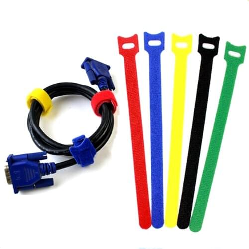 100Pcs Nylon Cable Ties Self-Adhesive Hook Loops Tape Wire Strap Cord Wrap Fastening Cable Organizer PC Line Management 12x200mm