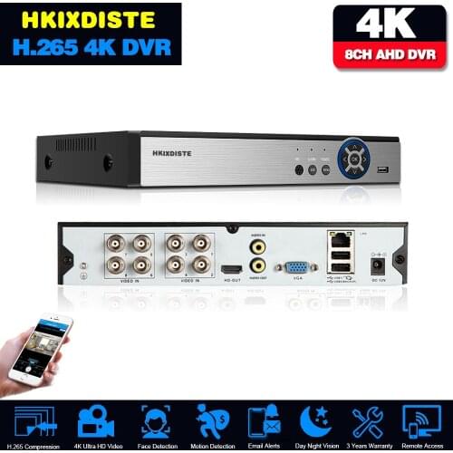 16CH 8CH 4K AHD DVR AI H.265 Hybrid 8 Megapixel NVR Digital Video Recorder for 2MP 4MP 5MP 8MP AHD/TVI/CVI/XVI/IP Cameras