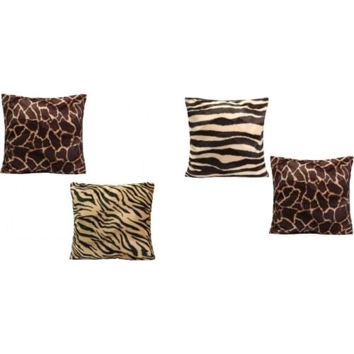 2Pcs 45x45cm Standard Animal Print Pillow Case Leopard Zebra Office Sofa Car Cushion Cover for Home Office Car Decor