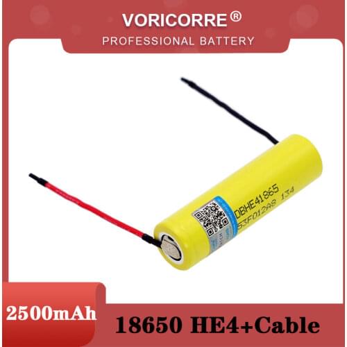 2021 Original HE4 2500mAh Li-lon Battery 18650 3.7V Power Rechargeable batteries 20A discharge +DIY Silica gel Cable