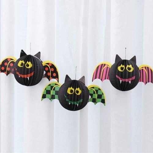 3pcs Halloween Theme Party Decoration Bat Spider Pumpkin Paper Lantern Children Toys Hanging Pendants Halloween Horror Props