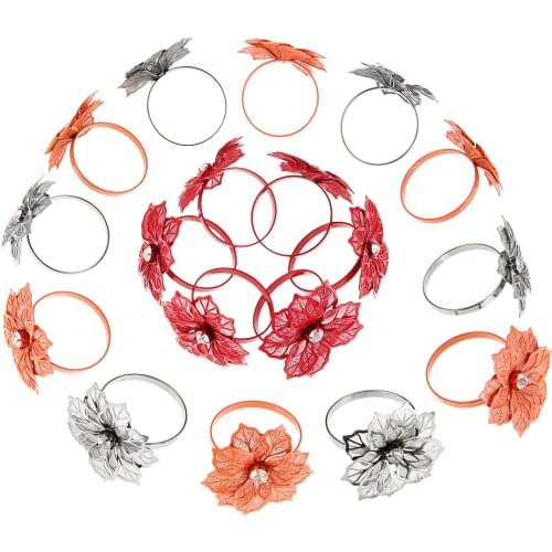 6Pcs/lot Crystal Flower Napkin Rings Home Table Metal Party Towel Hotel Holder Serviette West Dinner Hollow Wedding Decoration