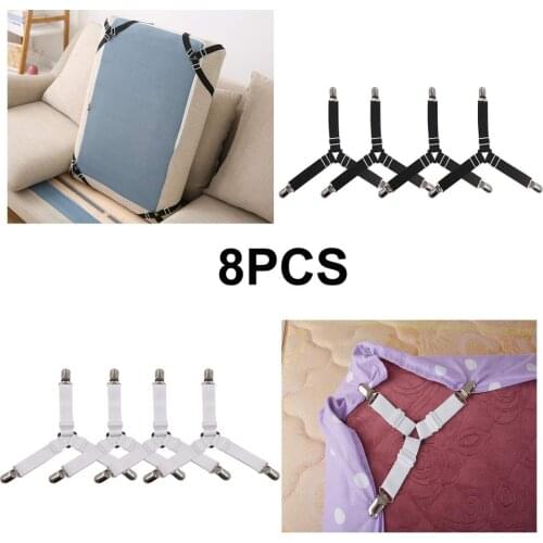 8pcs Three-head Clamp Elastic Cover Blanket Grippers Holder Bed Sheet Clip Mattress Fasteners Fixing Slip-resistant Belt