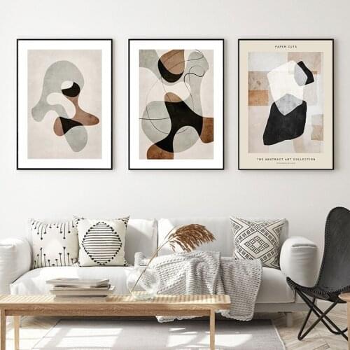 Abstract Shapes Lines Beach Reeds Leaves Wall Art Canvas Painting Nordic Posters And Prints Wall Pictures For Living Room Decor