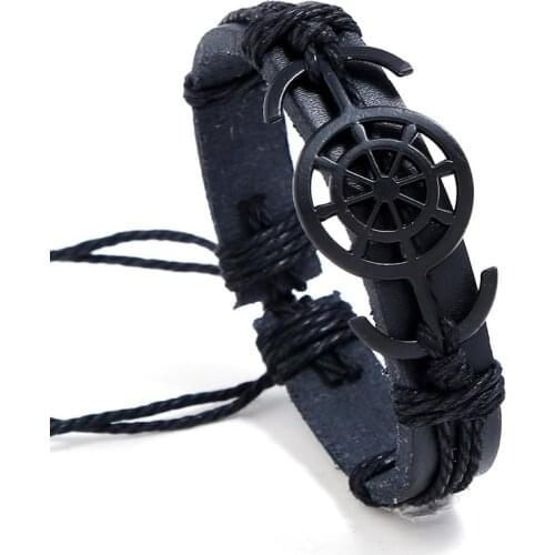Multi Style Black PU Leather Woven Bracelets & Bangles For Man Woman Fashion Charm Wristband Cuff Jewelry Boys Girl Male