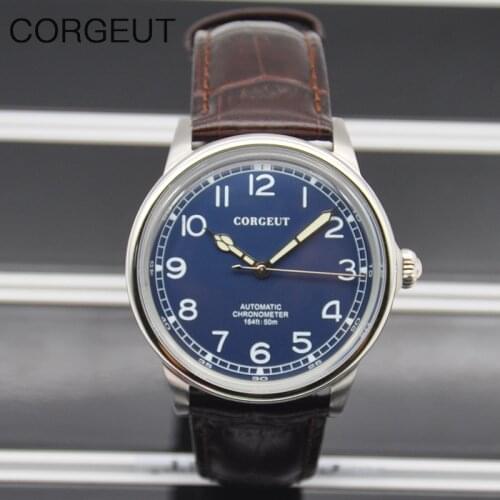 Смотреть CORGEUT New Mens Watch Citizen Movement Mechanical Luminous hands Watch Sports Waterproof Mens Watch montre homme