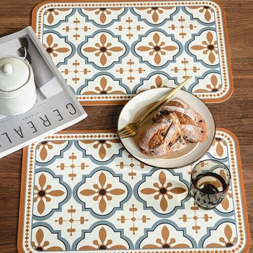 Cutelife INS Nordic Waterproof Geometry PU Mat Table Decoration Potholder Table Protector Dish Dining Mat Drink Coaster Placemat