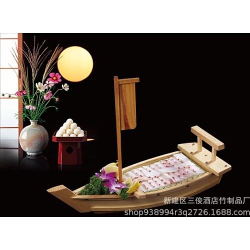 Wooden dragon boat sashimi platter sushi table tableware plate can be sample sushi boat wooden boat