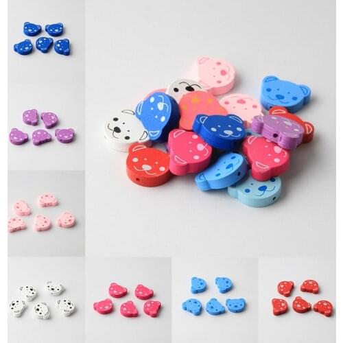 30Pcs/Lot Lead-Free Bear Shape Spacer Wooden Beads For Jewelry Makeing Baby Toys Pacifier Clip Crafts Wood Bead