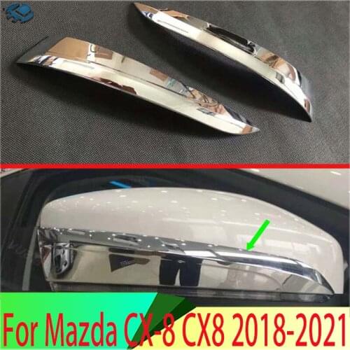 For Mazda CX-8 CX8 2018 2019 ABS chrome - plated rear - view mirror with chrome - plated top trim molding frame car styling