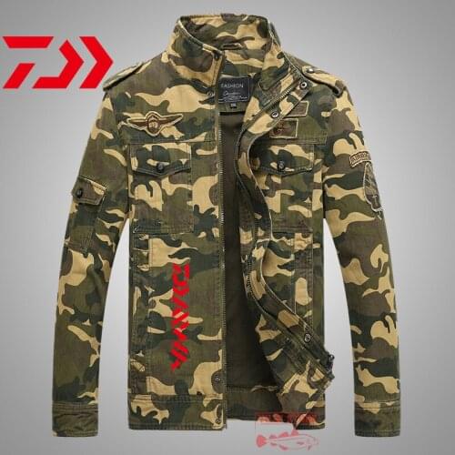 Daiwa Denim Fishing Jacket Men Comfortable Windproof Jacket Casual Breathable Tactical Camouflage Outdoor Sports Fishing Clothes