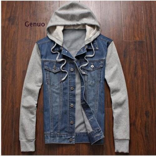 Denim Men Hooded Sportswear Outdoors Casual Fashion Jeans Jackets Hoodies Cowboy Mens Jacket and Coat Plus Size
