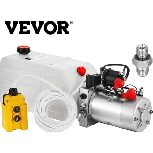 VEVOR Hydraulic Pump 12V Dump Trailer Single Acting with 7 Quart Reservoir Motor Electric Power Unit Rapid for Car Lift Hoist