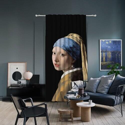 Johannes Vermeer-Girl with Pearl Earings,Window Curtain 1 panel,Blackout,Room darkering,Custom size