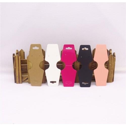50pcs hot sale jewelry display 5 color Pink/Black/White/Kraft/Rose Red Folded Cards Cardboard High-Quality 12*4.5cm paperboard