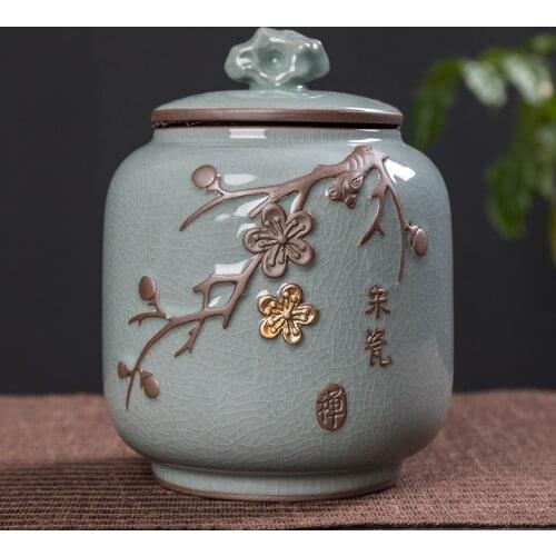 Tea Containers Ceramic Sealed Can Large Size Tea Box Storage Tank Ceramic Tea Utensil Portable Tea Storage Tea Caddy Tea Jar