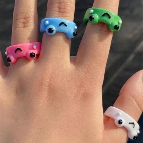 Colorful Acrylic Frog Chick Ring Funny Personality Cartoon Cute Ring Gift Jewelry for Women wholesale bulk