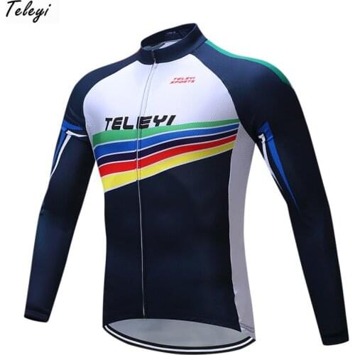 Teleyi Cycling Jersey Long Sleeve Men Pro Team Cycling Clothing mtb Racing Sport Bicycle Clothing Autumn Breathable Bike Jersey